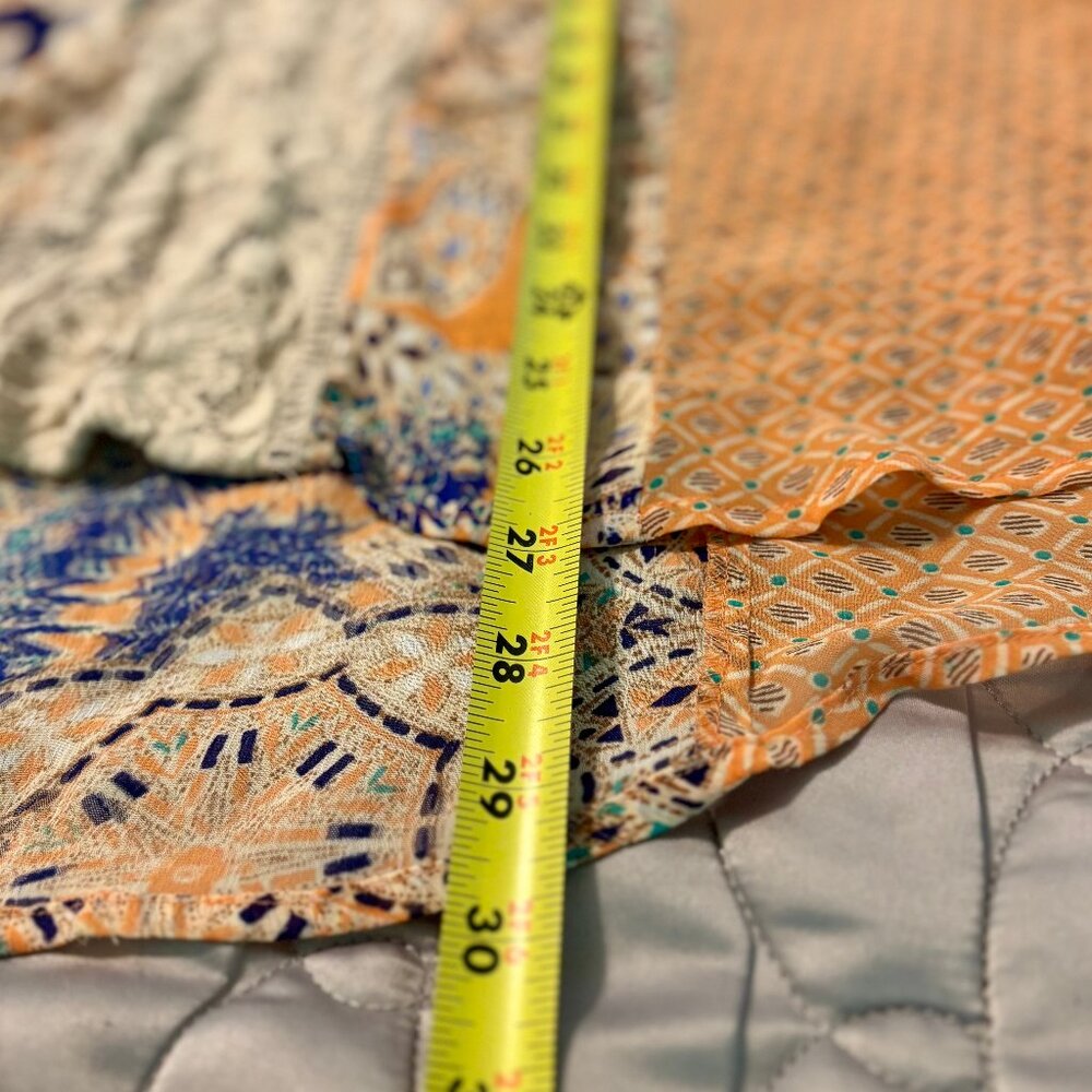 Anthropologie Meadow Rue Peach Lace Inset Tie Neck Sheer Boho Tunic Blouse XS - Picture 6 of 8